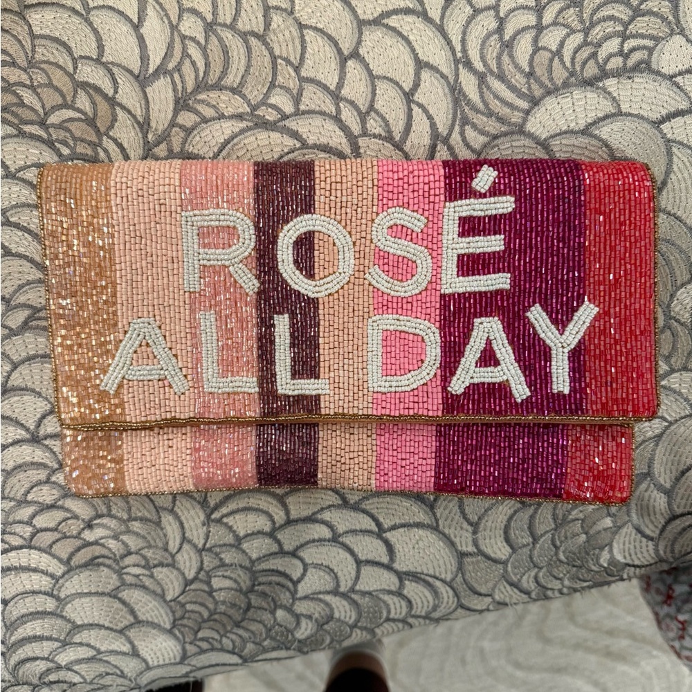Rosé All Day Beaded Clutch